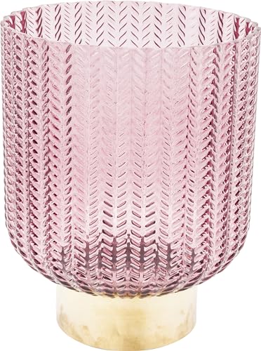 Kare Design Vase Barfly Berry, Rosa, Mundgeblasen, Handarbeit, Deko Vase, Blumenvase, Retro, Tischvase, Wohnzimmer Dekoration, Messing-Band am Vasenhals, Glas, 25x18x18cm (H/B/T) im Sale